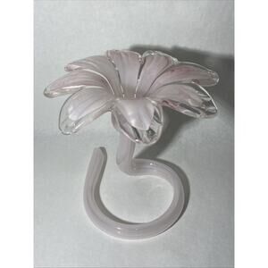 Vintage Murano Glassware Clear Light Pink Flower Votive Candle Holder 7” Tall